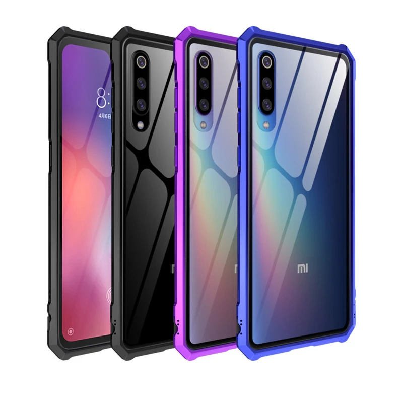 Роскошный Алюминиевый металлический бампер чехол Xiaomi mi 9 чехол mi 9 чехол противоударный прозрачный закаленное стекло задняя крышка Xiaomi mi 9 чехол