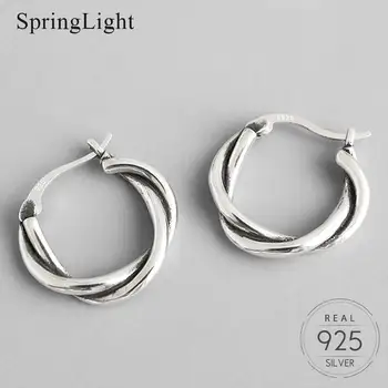 

Springlight Europe Handmade Hip Hop Woven Twist Hoop Earrings Round Large Circle Chunky Piercing Earrings S925 Silver Wholesale