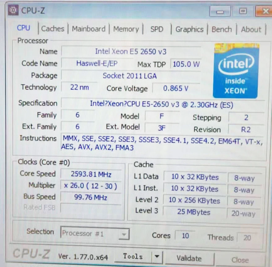 Оригинальный процессор Intel Xeon версия QS 2 3 ГГц 25 м 10 ядерный E5 2650V3 V3 LGA2011 бесплатная