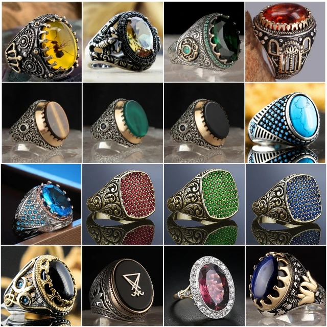 Luxury Zircon Silver Rings for Men