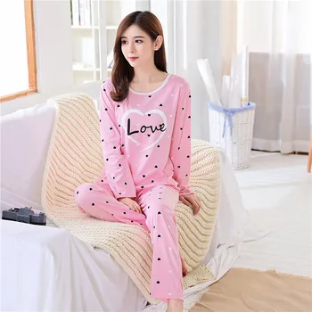 

Spring and Autumn Pink Love Owl Big Banana Pink Long Tail Cat Bear Pajamas Leisure Tops Sexy Pajamas Pyjamas Women