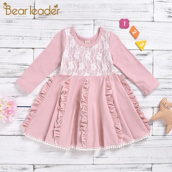 

Bear Leader Kids Baby Girl Princess Dress Lace Patchwork Dress Girl Long Sleeve Ruffle Party Tutu Dresses 2-7Y Princess Dress