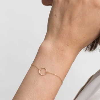 

Stainless Steel Hot Bracelets Hollow Circle Round Bracelet Geometric Link Chain Rose Gold Silver Color Pop Bracelet Bangle Gift