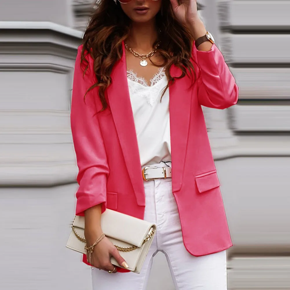 

HUNTER WISH Women Slim Fit Blazers Jacket Autumn Winter Elegant Casual Long-sleeve Solid Coat Suits Office Ladies Outerwear