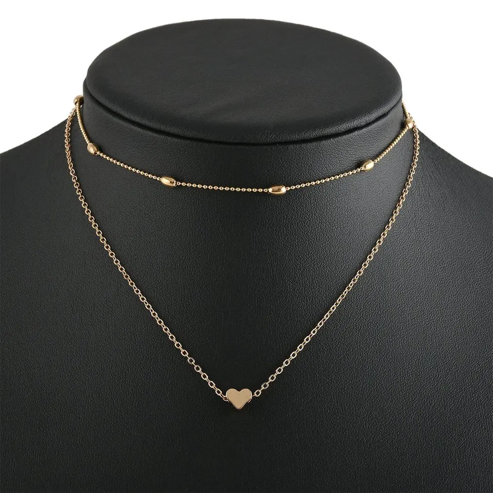 Jewelry Multi-Layer Peach Heart Set Neck Chain Clavicle Fashion Trend Double Layer Simple Street Shoot Necklace Female | Украшения и