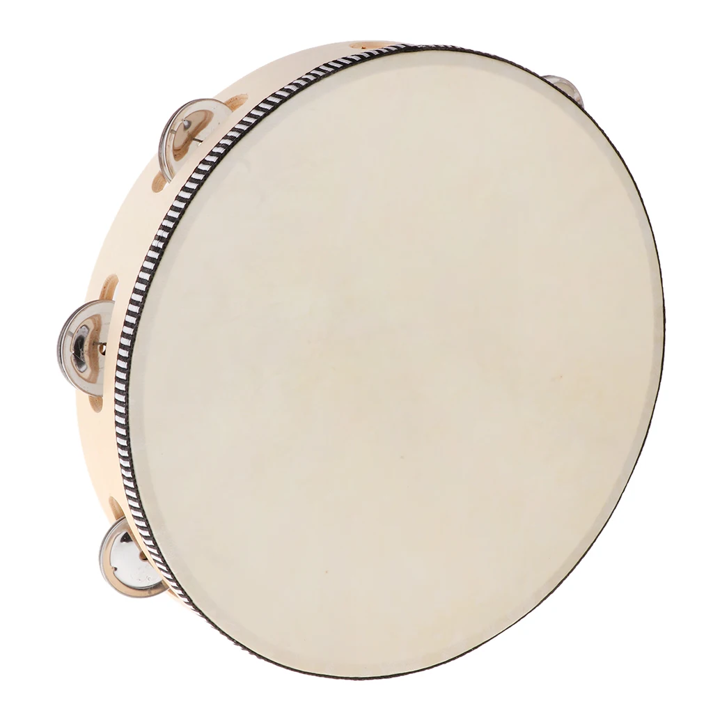 10inch Tambourine Percussion Drum Tamborine Hand Drum Double Sided Kids Musical Educational Toys