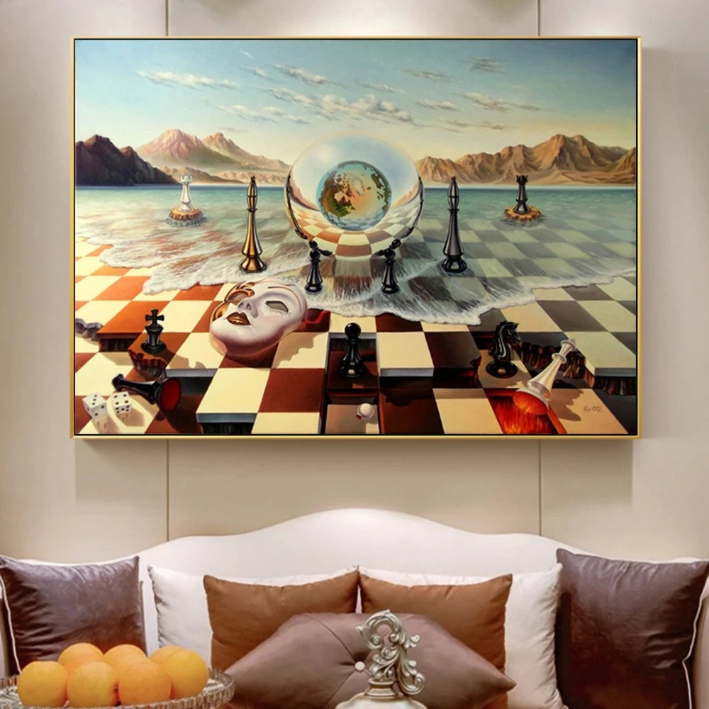 Buy Surrealism Chess Mask on Sea by Salvador Dali Canvas Art at Best Prices