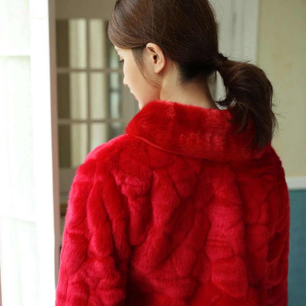 LZP566 женская красная вечерняя шаль с отложным воротником и длинным рукавом, зимняя теплая Свадебная куртка из искусственного меха