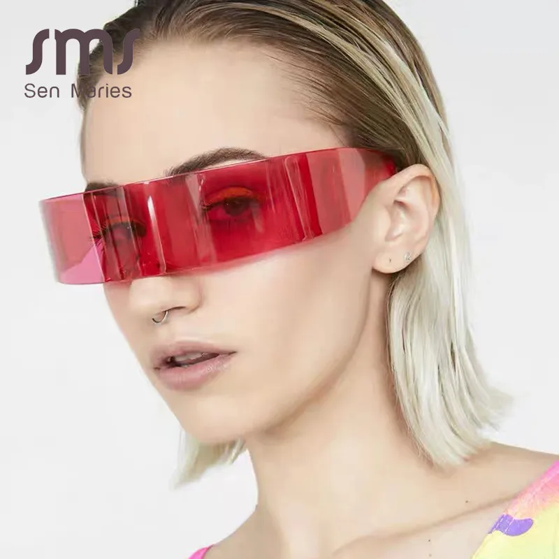 2019 футуристические солнцезащитные очки с запахом женские Уникальные зеркальные