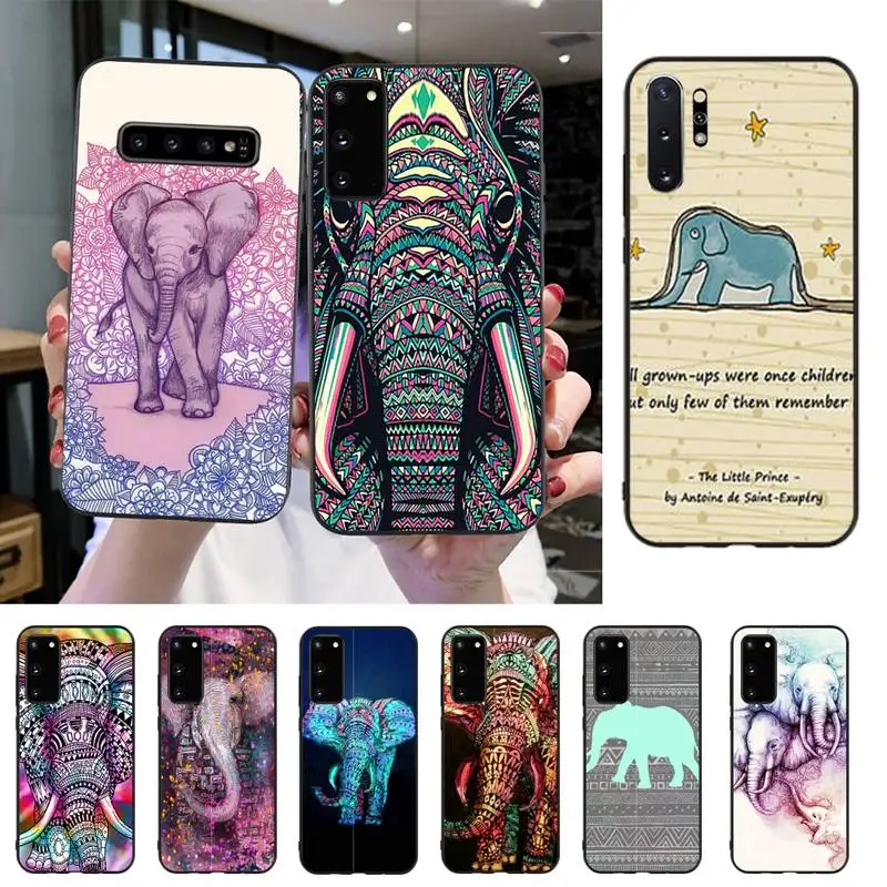 HTXian милый чехол для телефона в виде животного слона черный корпус Samsung S20 S10 S8 S9 Plus