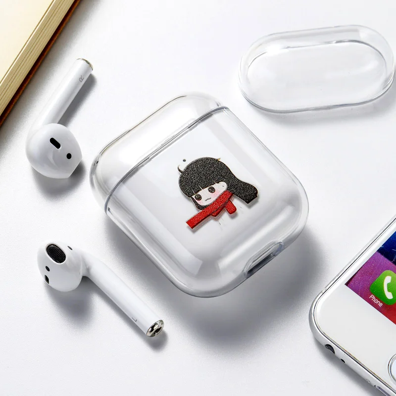 Жесткий ПК Прозрачный чехол для наушников для Apple AirPods 1 2 3 Зарядный ящик милый мультфильм Кактус кристалл чехол сумка для Airpods чехлы - Цвет: 049