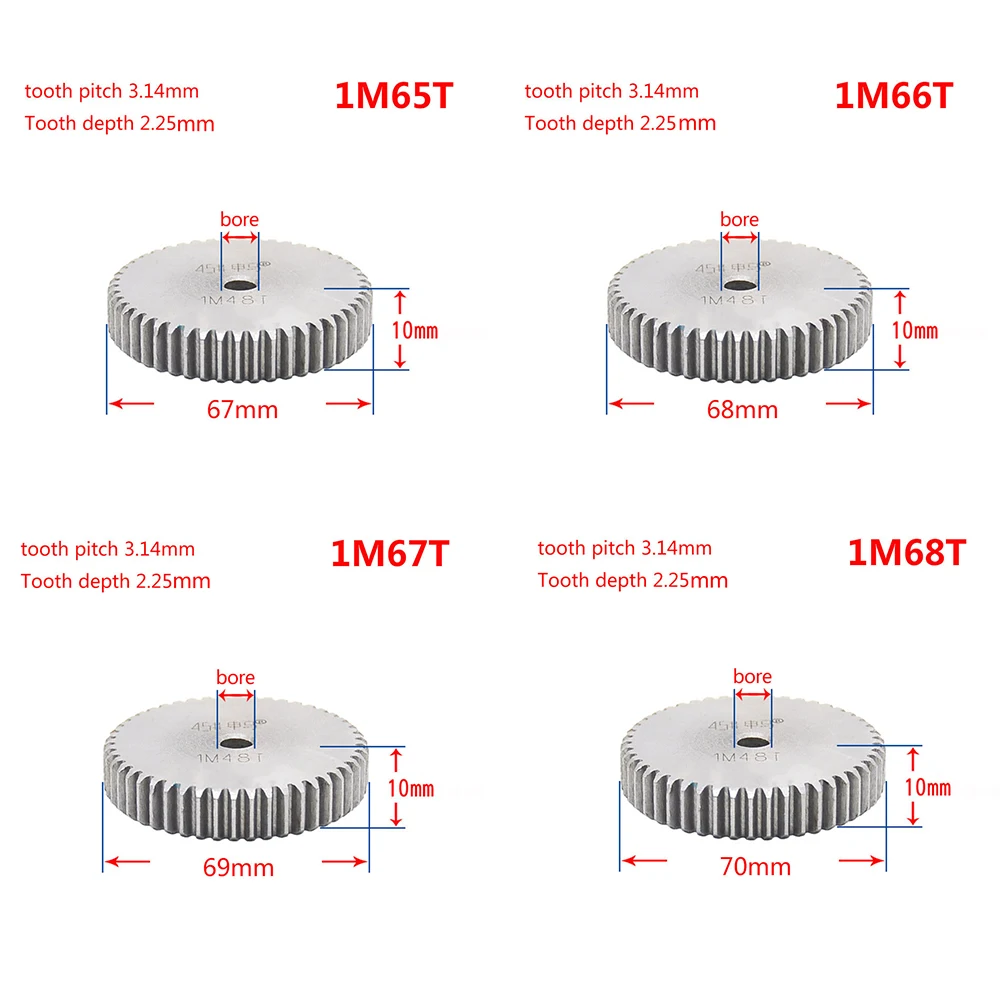 1 шт. 45# сталь Spur gear 1Mod 61 T-76 T Metal Moter gear 61 зуб-76 зубчатая шестерня