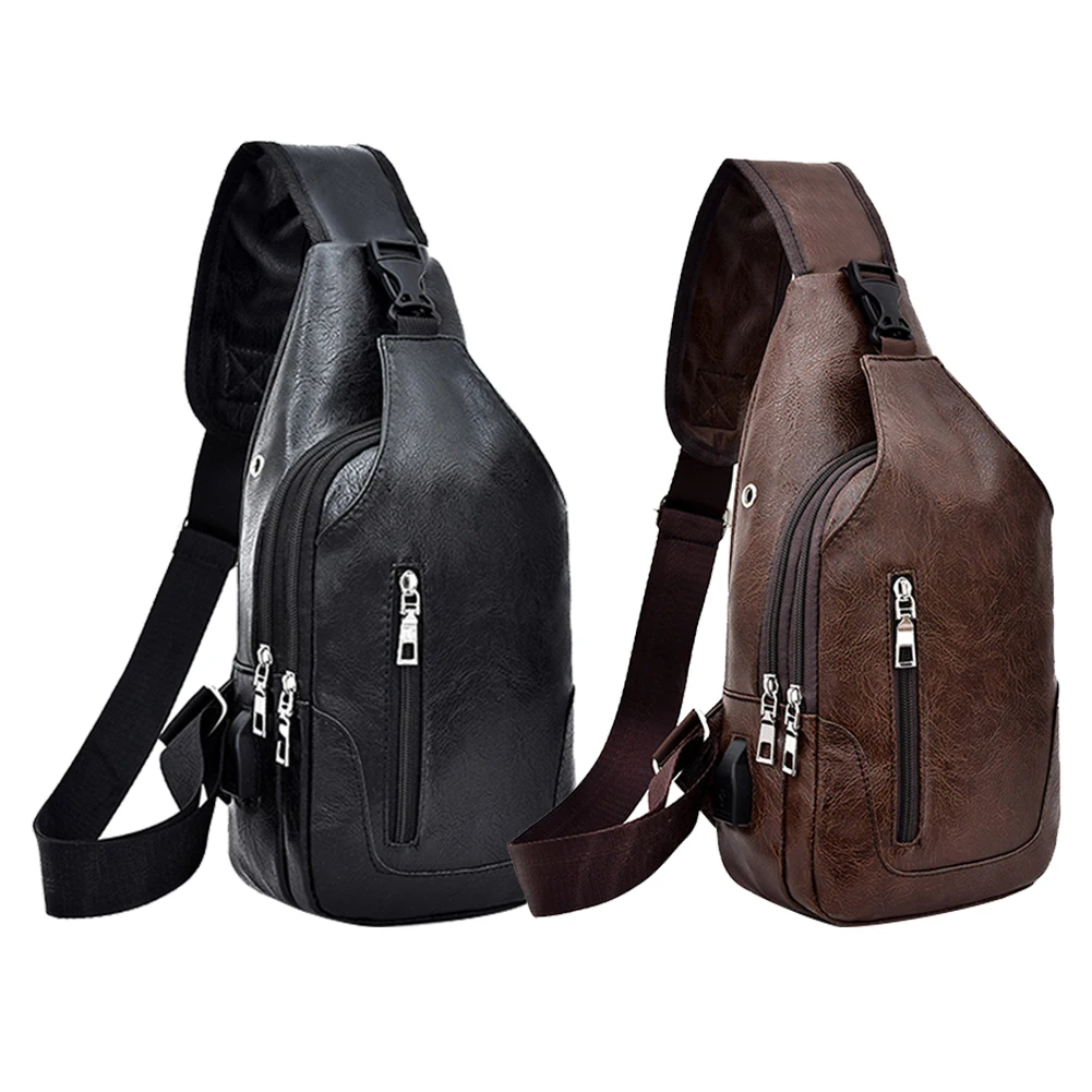 Зарядный порт на молнии сумка мужская нагрудная сумка для путешествий USB Повседневная Портативная сумка через плечо слинг Ретро стиль износостойкость