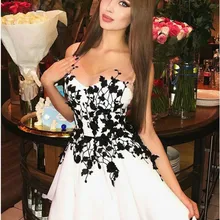 Короткие платья для выпускного вечера А-силуэт черные кружевные аппликации открытая спина мини коктейльное платье выпускное платье для выпускного с открытой спиной