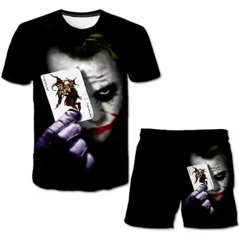 

Clown Hot Sale Brand 4-14 year Boys Clothing Summer Boys Clothes Joker Face Kids Boy Clothing Set T shirt+short pants