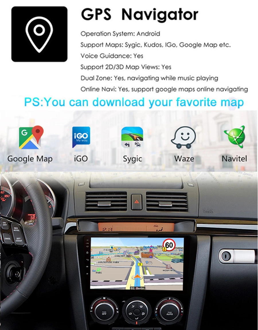 9 ''Android четырехъядерный 2 ГБ+ 32 ГБ Автомобильный стерео радио gps wifi BT DAB Mirror Link OBD для 2004-2009 Mazda 3 с CANBUS