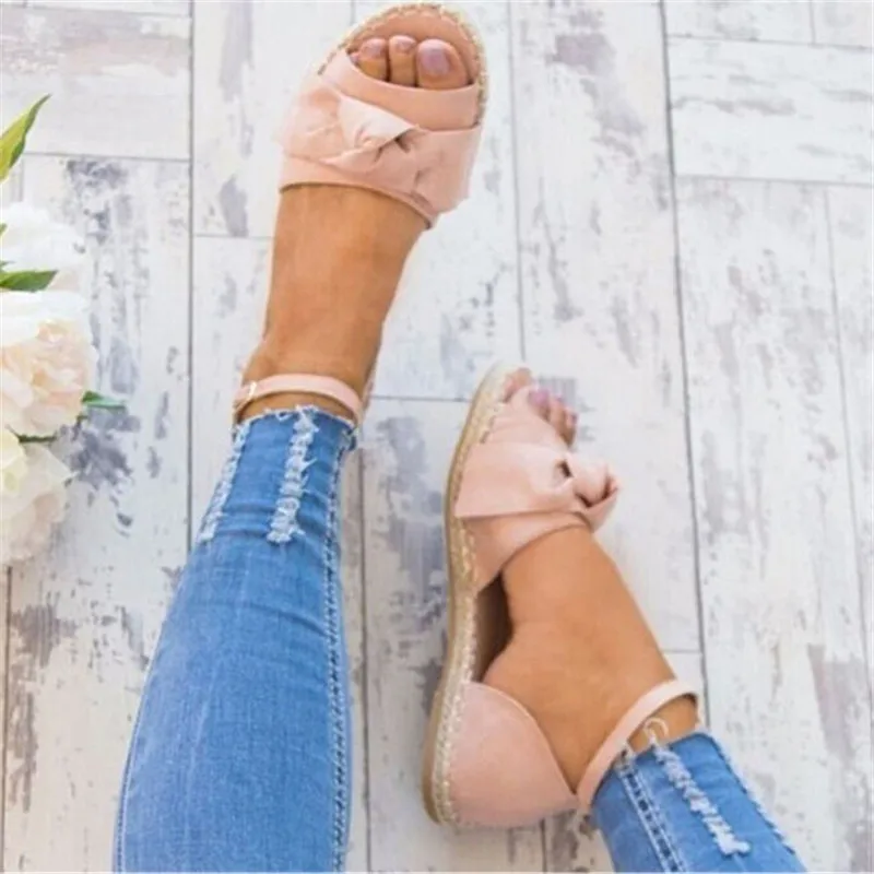 Womens Sandals 35-43 Flats For Summer Shoes Woman Peep Bow Casual Sandalias Mujer Women | Обувь