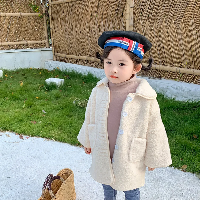 

2019 Winter New Arrival korean style pure color mink thickened fashion princess long fur coat for cute sweet baby girls
