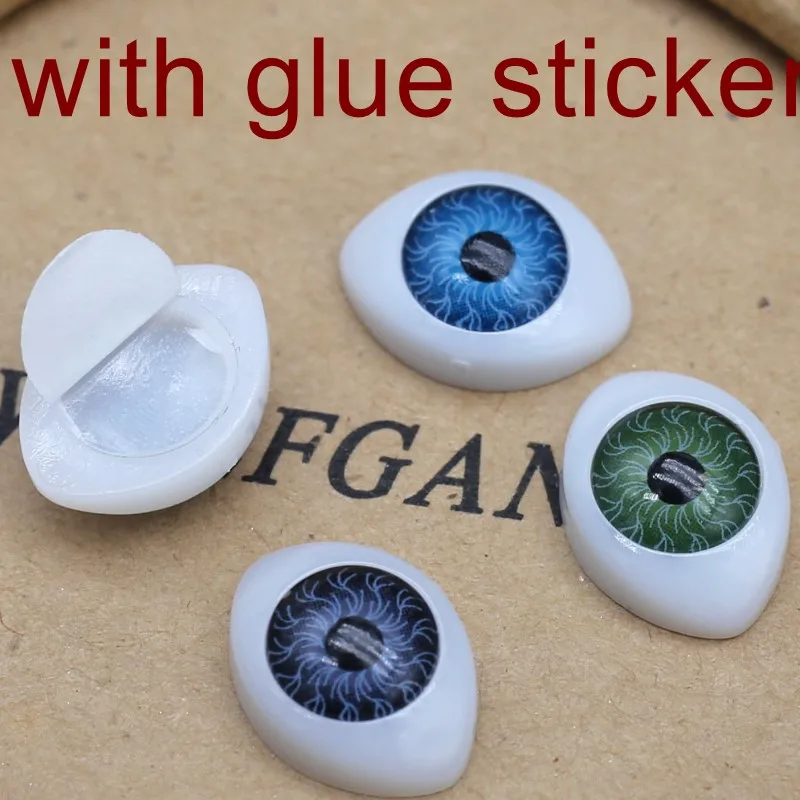 Oval Blood Silk Plastic Glass Toy Eyes 12*16mm Self-Adhesive Patch
