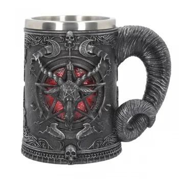 

Baphomet Pentagram Horn Beer Steins Stainless Steel and Tree Fat Large Beer Steins Coffee Beer Steins Beverage Cup Mysterious
