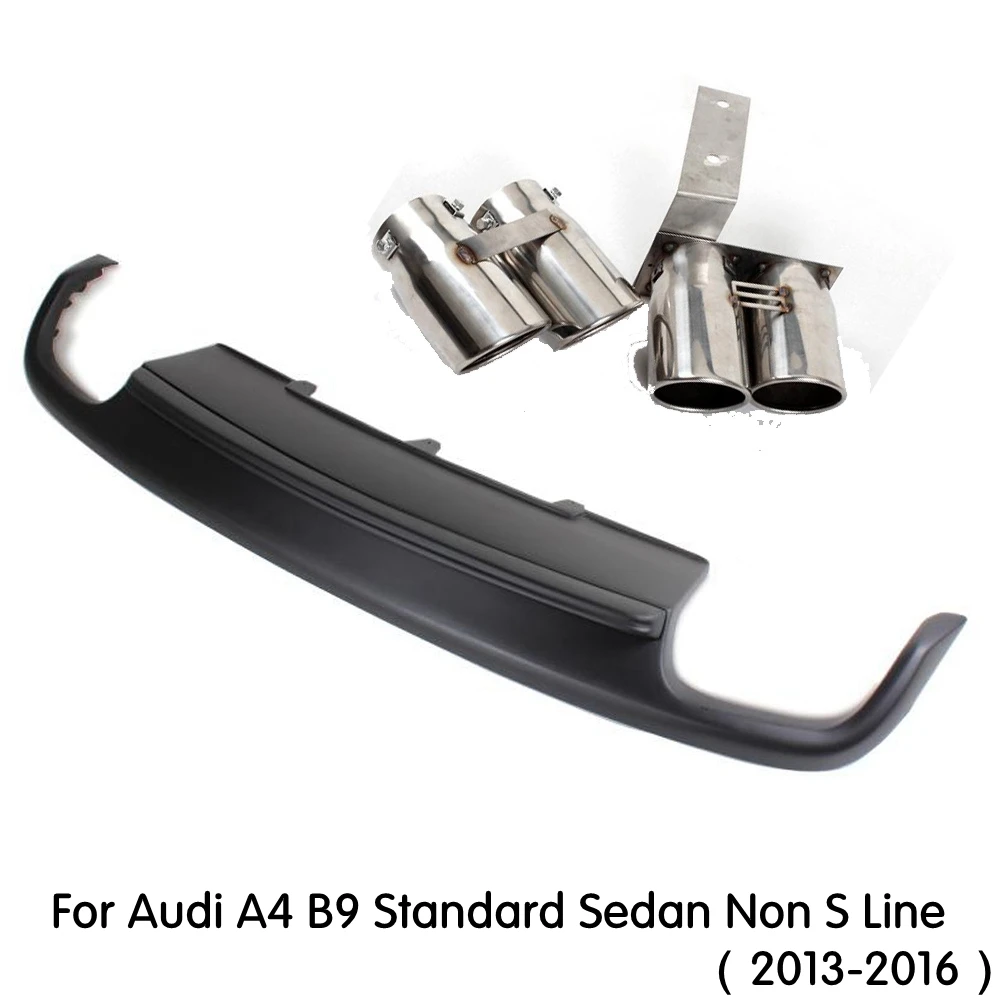 For A4 B9 Standard PP Диффузор, губа на задний бампер выхлопной трубы для Audi A4 B8 стандартный бампер/Sline Бампер 2009 - Цвет: For A4 B9 Standard