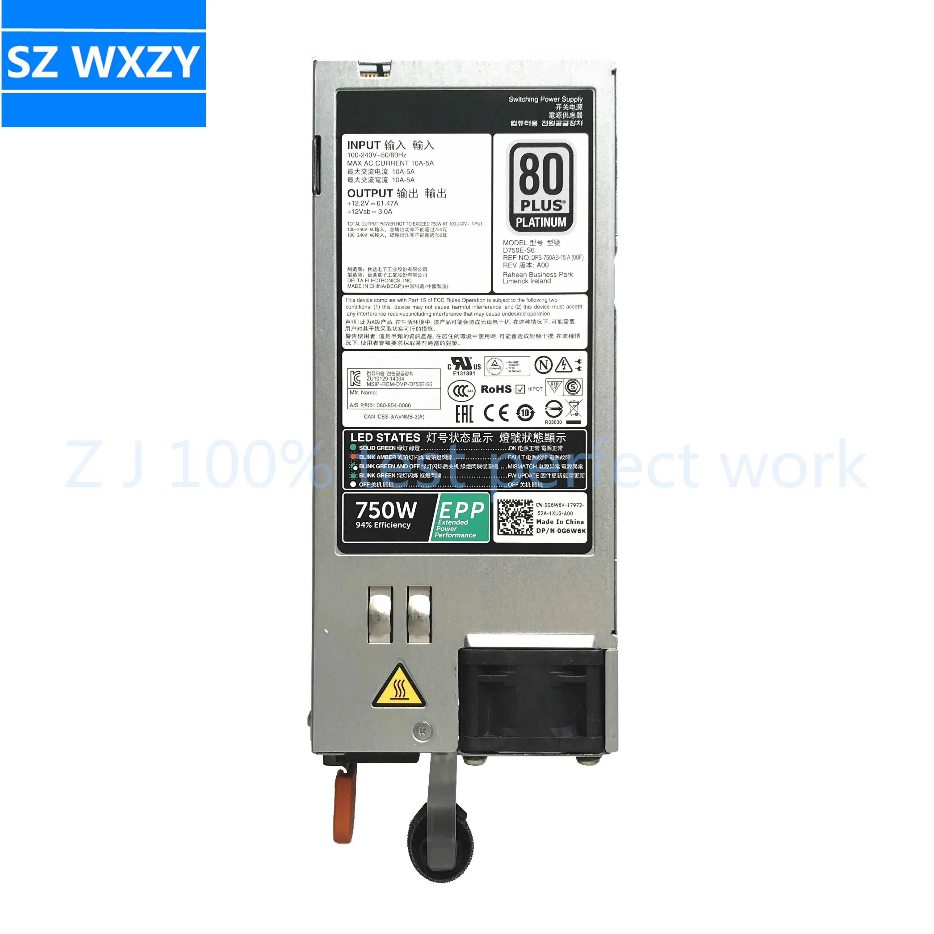 Оригинальный Для DELL R630 R730 R730XD 750 Вт источник питания D750E-S6 0G6W6K CN-0G6W6K 100%