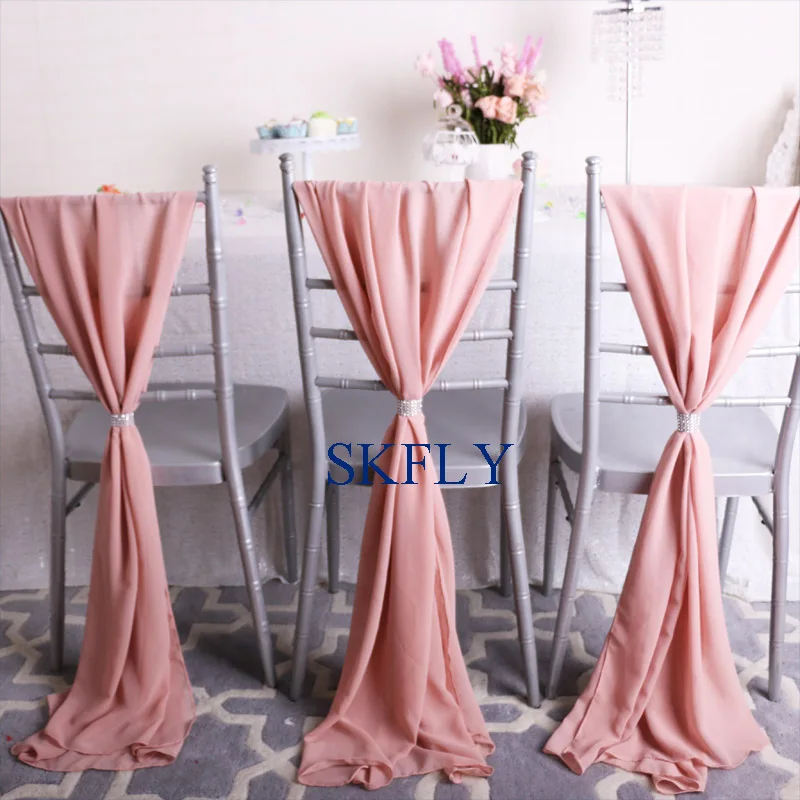 SH004 party popular many colors custom made wedding dusty pink chiffon chair sash | Дом и сад