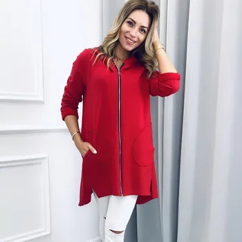 

2020 Autumn Winter Women's Jacket Coats Female Hooded Coats Outerwear Female Zipper Open Front Sweatshirt Hoodie Overcoat