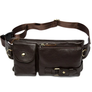 

Fashion Genuine Leather waist bag for men fanny pack Leather Belt Bag For Mobile Travel Chest Pack Biker