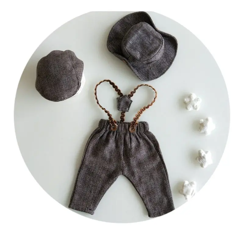 Длинные брюки и 2 стильных шапки набор аксессуаров для новорожденных реквизит