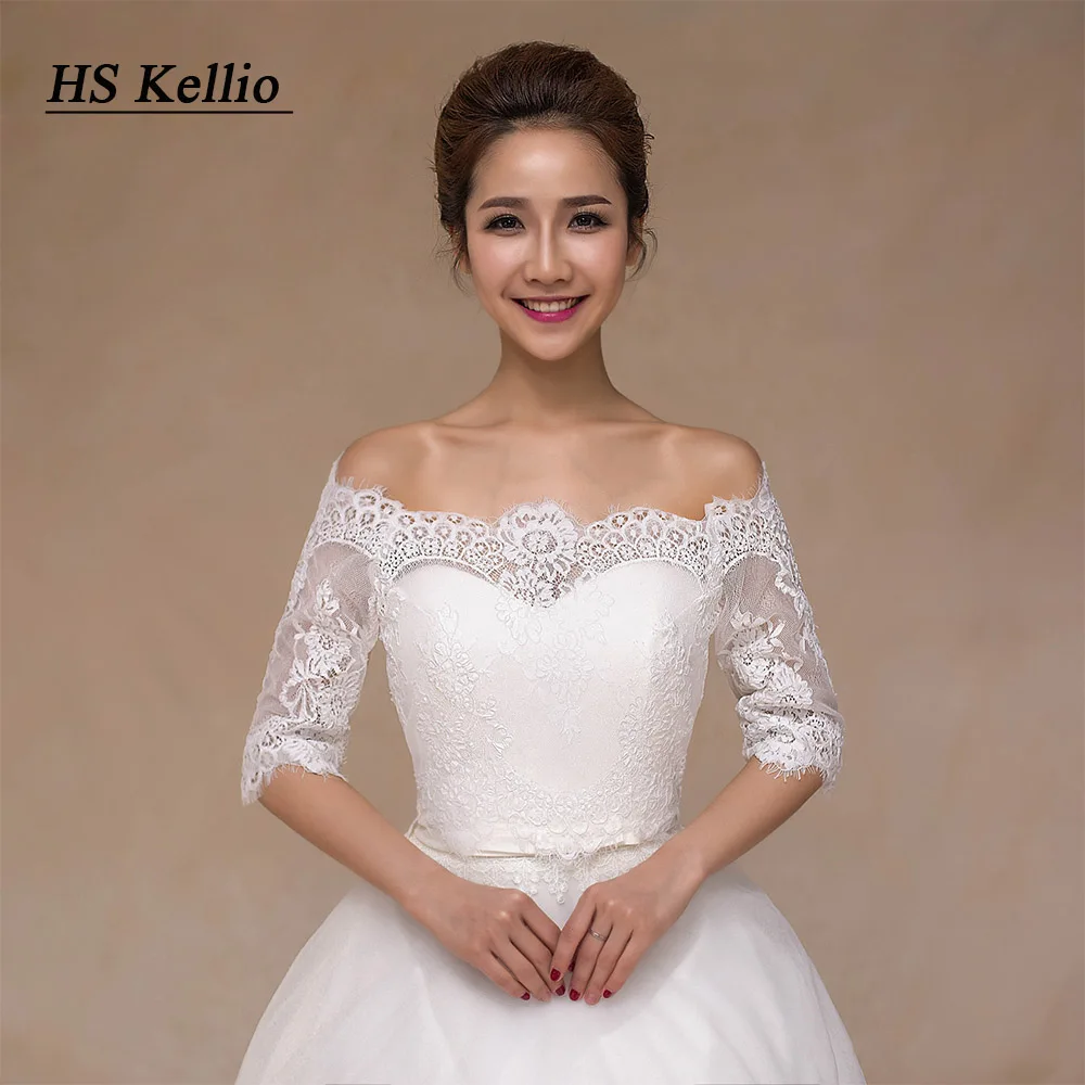 

Off Shoulder Lace Wedding Jackets Off White Short Party Shawls Online