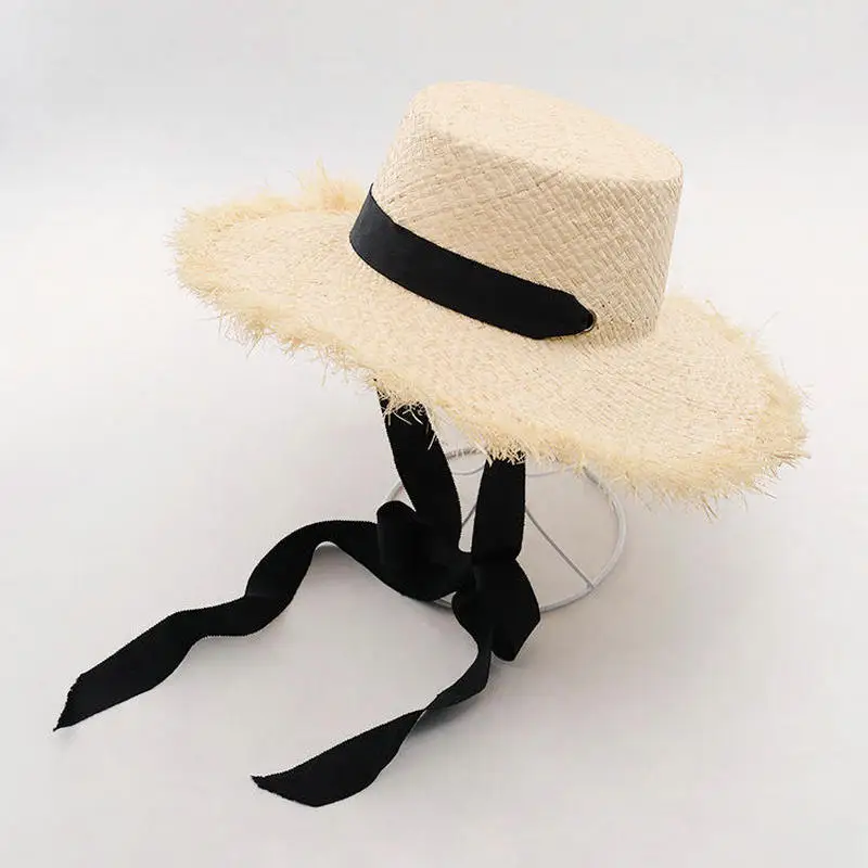 Новые летние шляпы от солнца для женщин raffia соломенная шляпа женская модная мягкая Длинная лента широкий пляжный навес шляпа