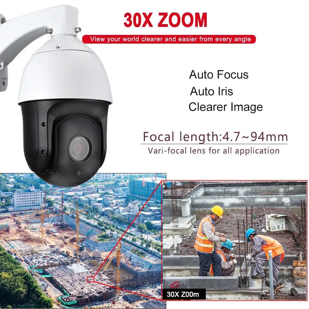 30x Zoom Xm Solution Ip Ptz Camera Security CCTV AHD 1080P 6
