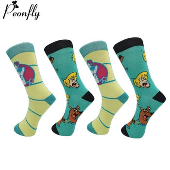 

PEONFLY Men Socks New Funny Cute Cartoon Animal Dog Novelty Harajuku Kawaii Happy Art Socks Cotton Fashion Calcetines Hombre