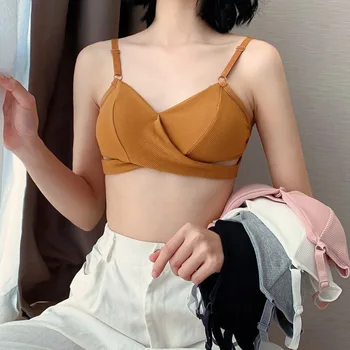 

Women Push Up Bra Sexy Seamless Criss-Cross Adjustable Tube Top Bras Female Adjusted Straps Brassiere Feme