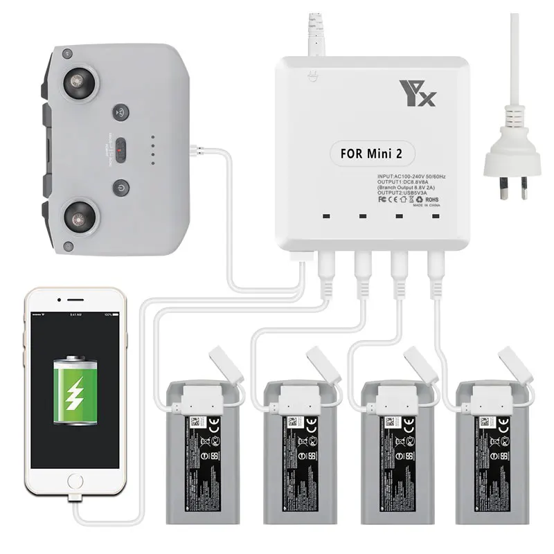

for DJI Mavic Mini 2 / Mini SE Drone Battery Fast Charger Charging Hub Smart Charger Accessories for DJI Mavic Mini 2/ Mini SE