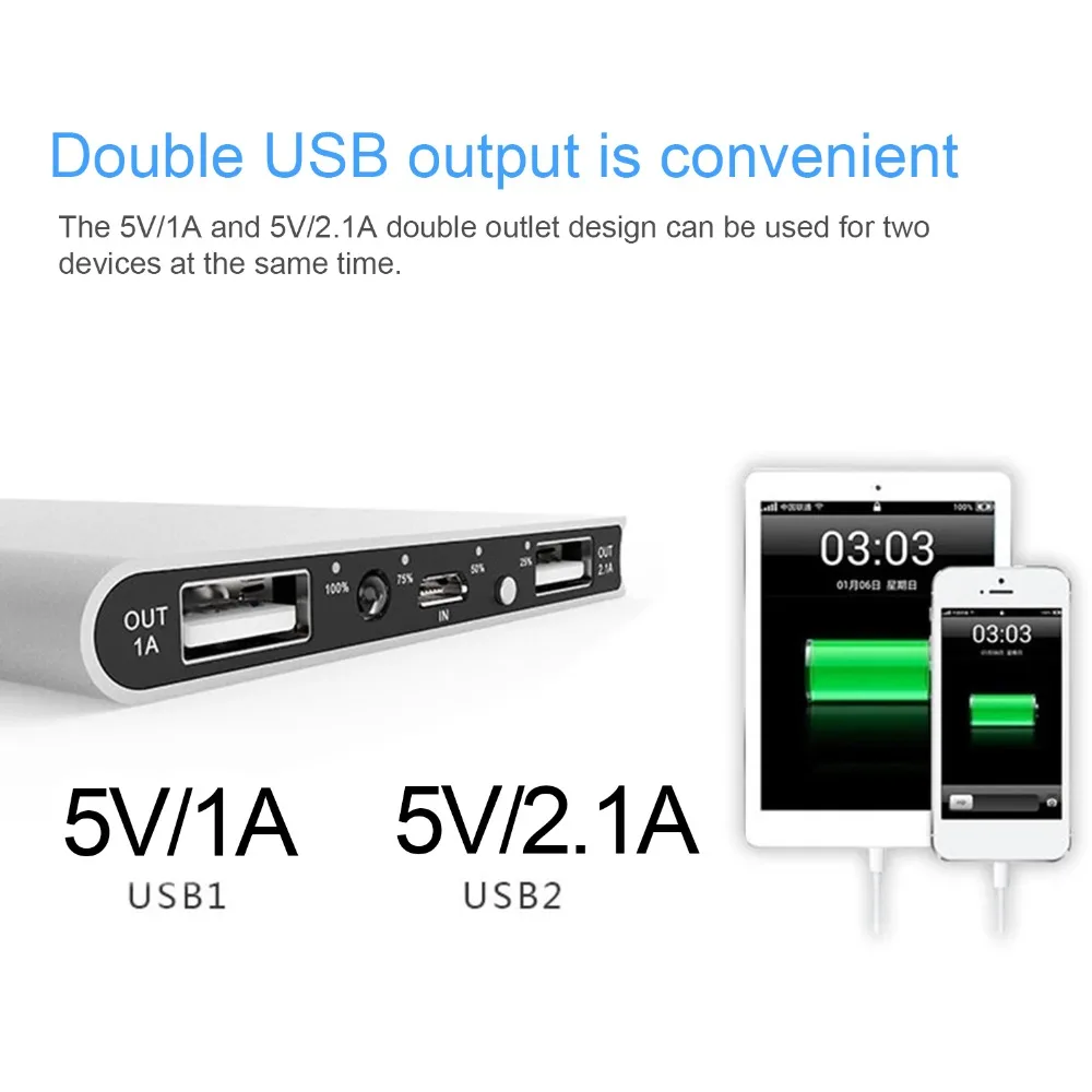 Power Bank 10000 mAh Bateria портативный мини USB power Bank легкий 5 V 1A/2.1A двойной USB аккумулятор зарядное устройство резервного питания для телефона
