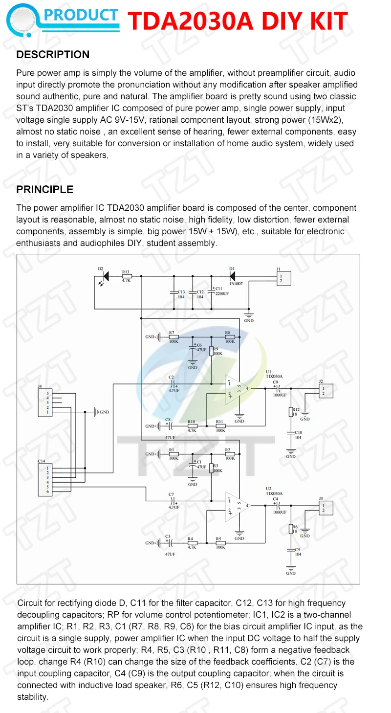 TDA2030A DIY-Kit Elektronischer Verstärker Zweikanal-Leistungsplatine DIY-Bausatz für Arduino Produktions-Trainingspaket Studentenlabor TDA2030 – Detail 1