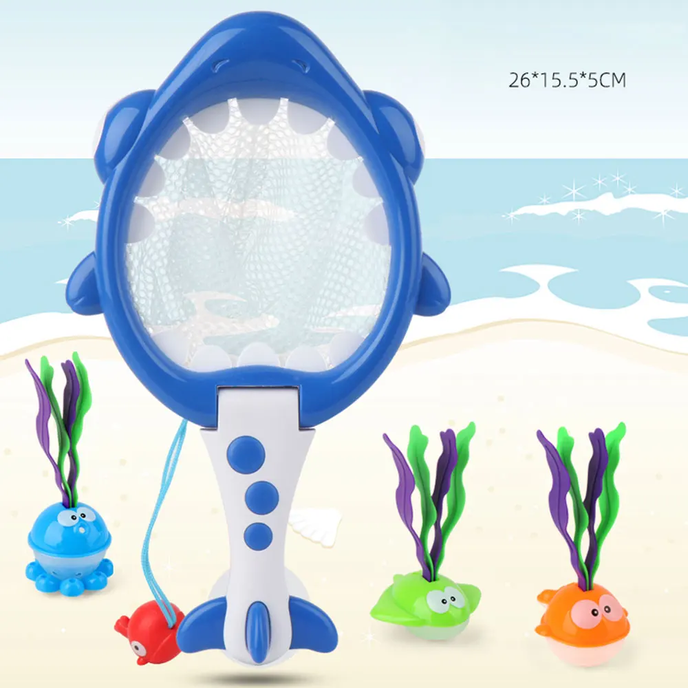 Bath-Toys Water-Game Beach-Pool Shark with Floating-Seaweed Fish-Animals Abs-Plastic