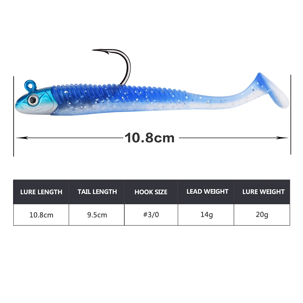 Goture 5pcs Soft Lure 20g 10.8cm Lead Head Minnow Fishing Lure