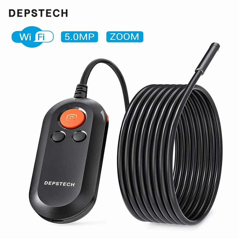 

DEPSTECH WF050L 8.5mm Wireless Endoscope Camera Flexible IP67 Waterproof 6 Adjustable LEDs Inspection Borescope Camera