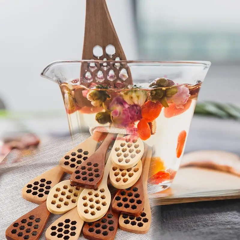 Wooden Honey Coffee Spoons Long Mixing Spoon Honey Stirrer Muddler Dipper Wood Carving Stirring Spoons LX7701