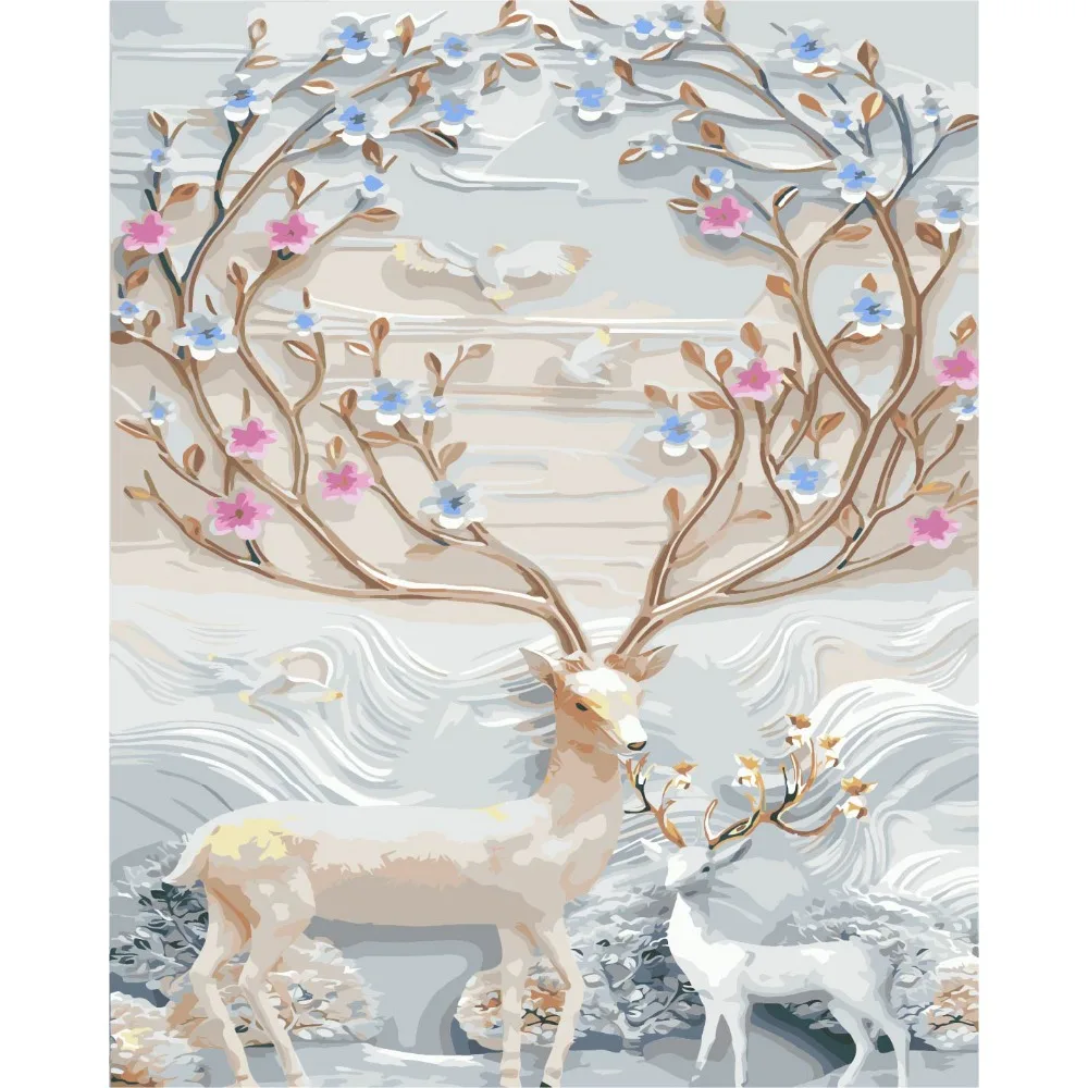 Безрамная краска ed Deer DIY Краска ing по номерам Современная Настенная Художественная Картина Краска по номерам Unque подарок для домашнего декора