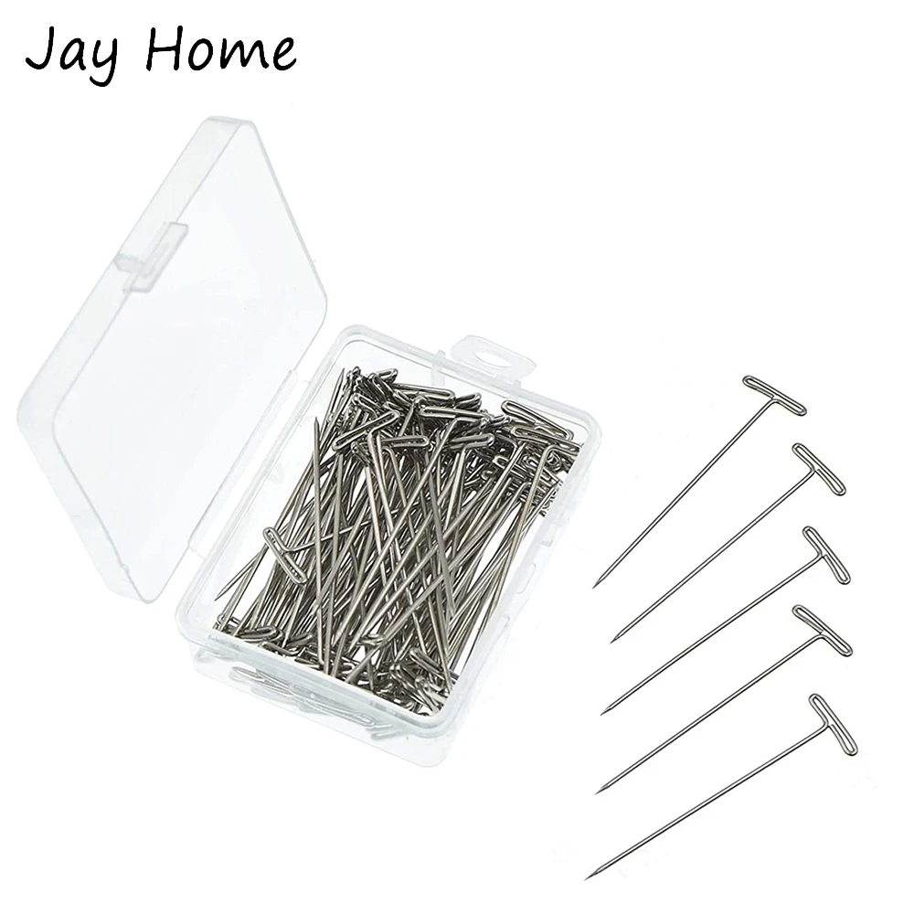 

50Pcs Sewing Pins Nickel Plated Stainless Steel T-Pins 38mm Quilting Dressmaking Pins for Knitting Applique Sewing Accessories
