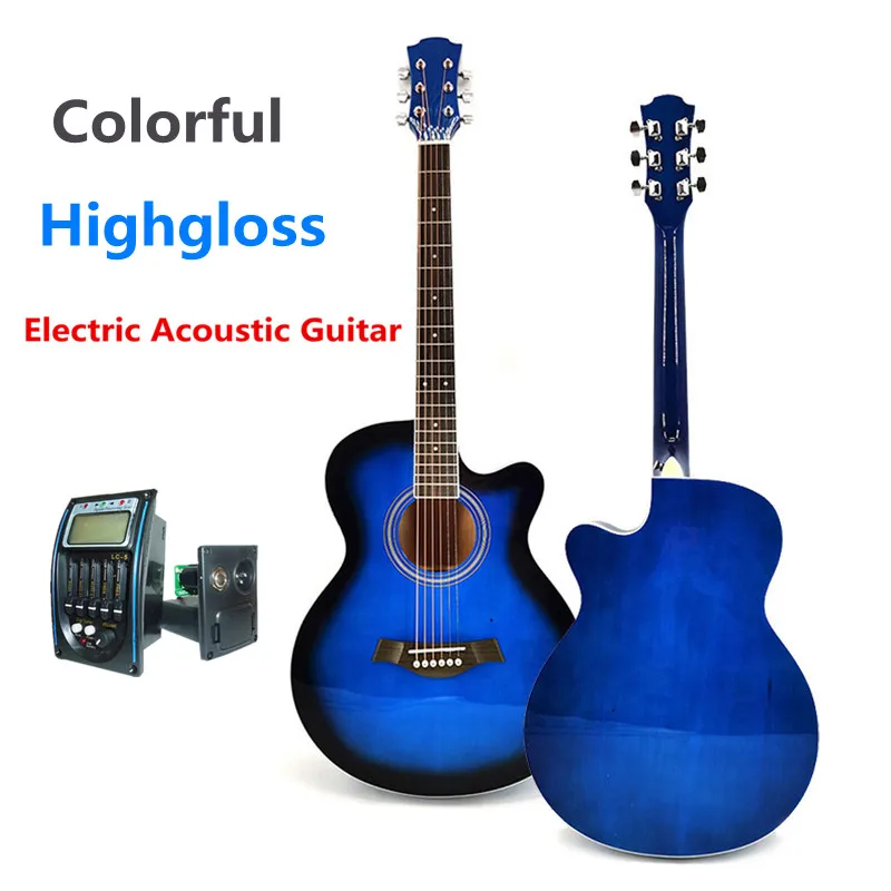 Гитара 40 дюймов акустическая электрическая Highgloss красочная верхняя Sunburst