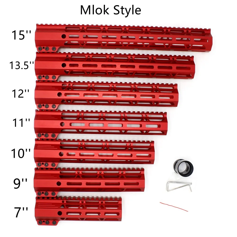 Красного цвета 7/9/10/12/13,5/15 ''дюйма Длина зажима Стиль M-lok направляющая для ствольной накладки свободном Пикатинни Крепление Системы