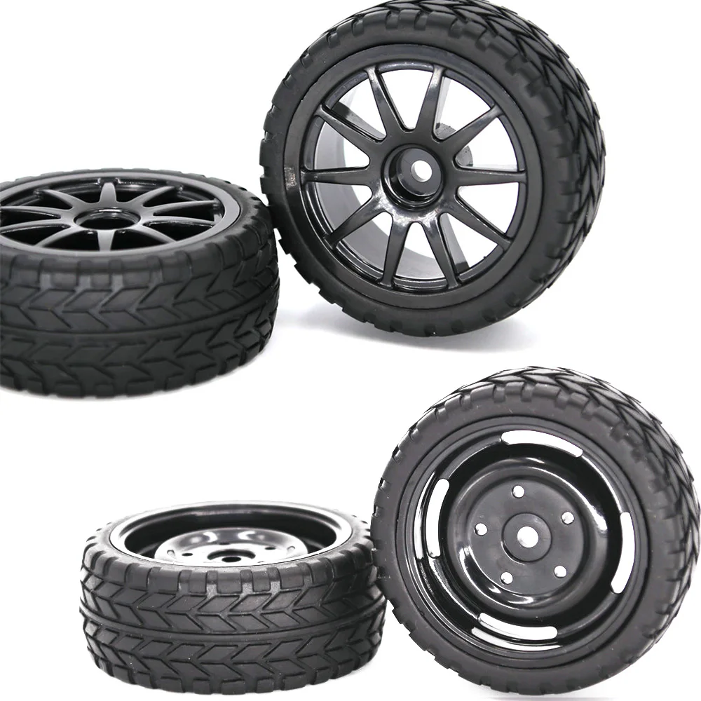 

4PCS Truck Wheel Tires D63mm Rubber Tire Wheels in 12mm Hex Adapter for 1/10 94111 94188 Off-road RC Cars