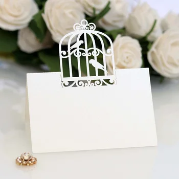 

100pcs Laser Cut Bird Cage Table Name Place Cards Favor Table Name Message Setting Card Wedding Birthday Party Favor Decoration