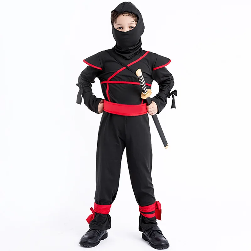 Костюмы ниндзя для мальчиков, маскарадные боевые костюмы на Хэллоуин для детей, нарядные Вечерние Декорации, принадлежности, униформа