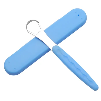 

Reusable Oral Cleaning Non Slip Useful Tools Health Care Fresh Breath Curved Tongue Scraper Adult Stainless Steel Dental